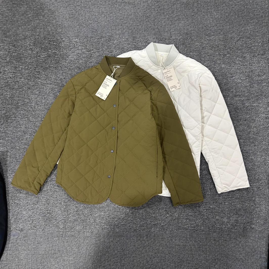 

Yinliangfeng Women s Quilted Jacket - Washable, Diamond Pattern, Thin Padded, Loose Fit, Stand Collar, Cotton Coat for Autumn/Winter. Large