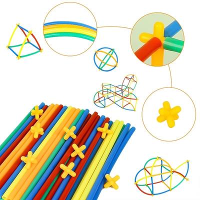 100 PCS DIY Children's Straw Building Blocks Hose Toy Splicing 4D Spatial Thinking Puzzle Creative Toy Construction