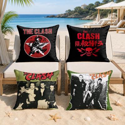 The CClash Band Rock Cushion Cover Silky Short Plush Invisible Zipper Dustproof Sofa Pillow Case For Home Decor
