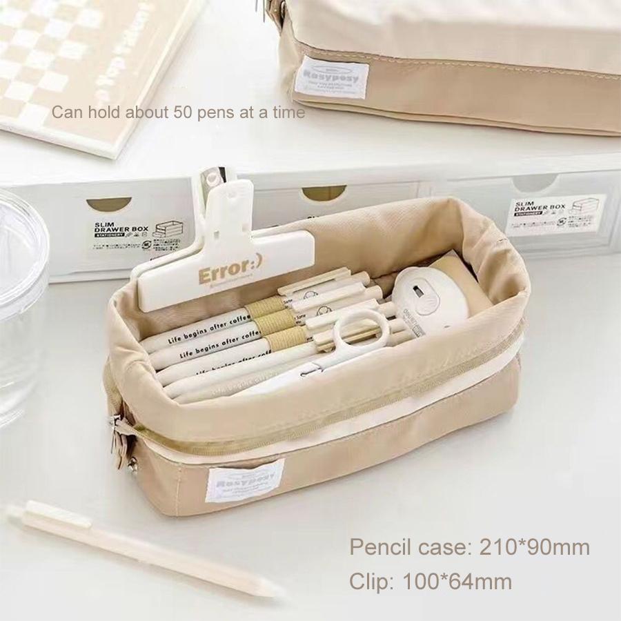 

Kawaii Foldable Canvas Pen Box Ins Pencil Case Large Capacity Cosmetic Bag Storage Bag Stationery Office School Supplies