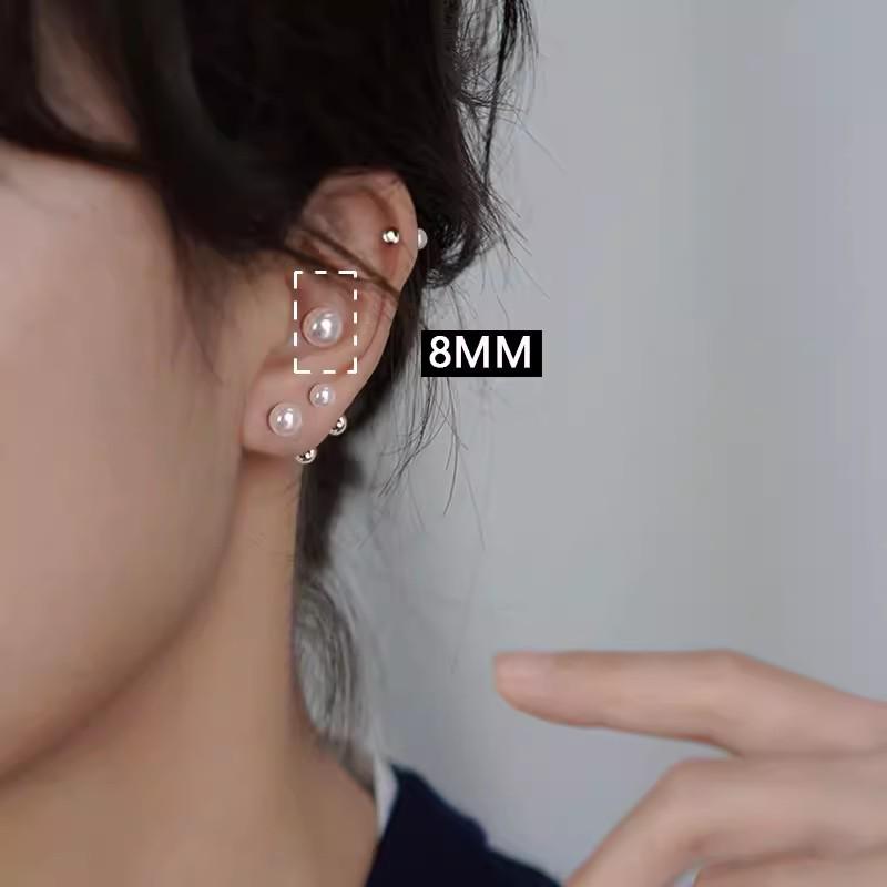 925 Silber Perlenohrringe für Damen - Bequem, schlaffreundlich, Schraubverschluss, ideal für gestochene Ohren.