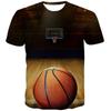 Basketball‑Hoop 3D Print T‑shirt Kids Round Neck Short Sleeve Loose Fit Sports Play Daily Outdoor Top