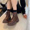Leather Martin boots women's boots autumn and winter new small height increase thick-soled British style short boots women's single boots