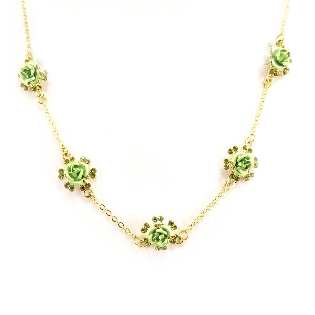 Les Trésors De Lily [D6288] - Designer Necklace 'Rosa Romantica' Green