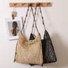 Beaded shoulder strap single-shoulder square straw woven bag hollow out shoulder bags solid color tassels handbags beach clutch