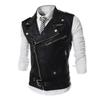 Hot-selling men's leather vest Slim-fit multi-zipper lapel short leather vest