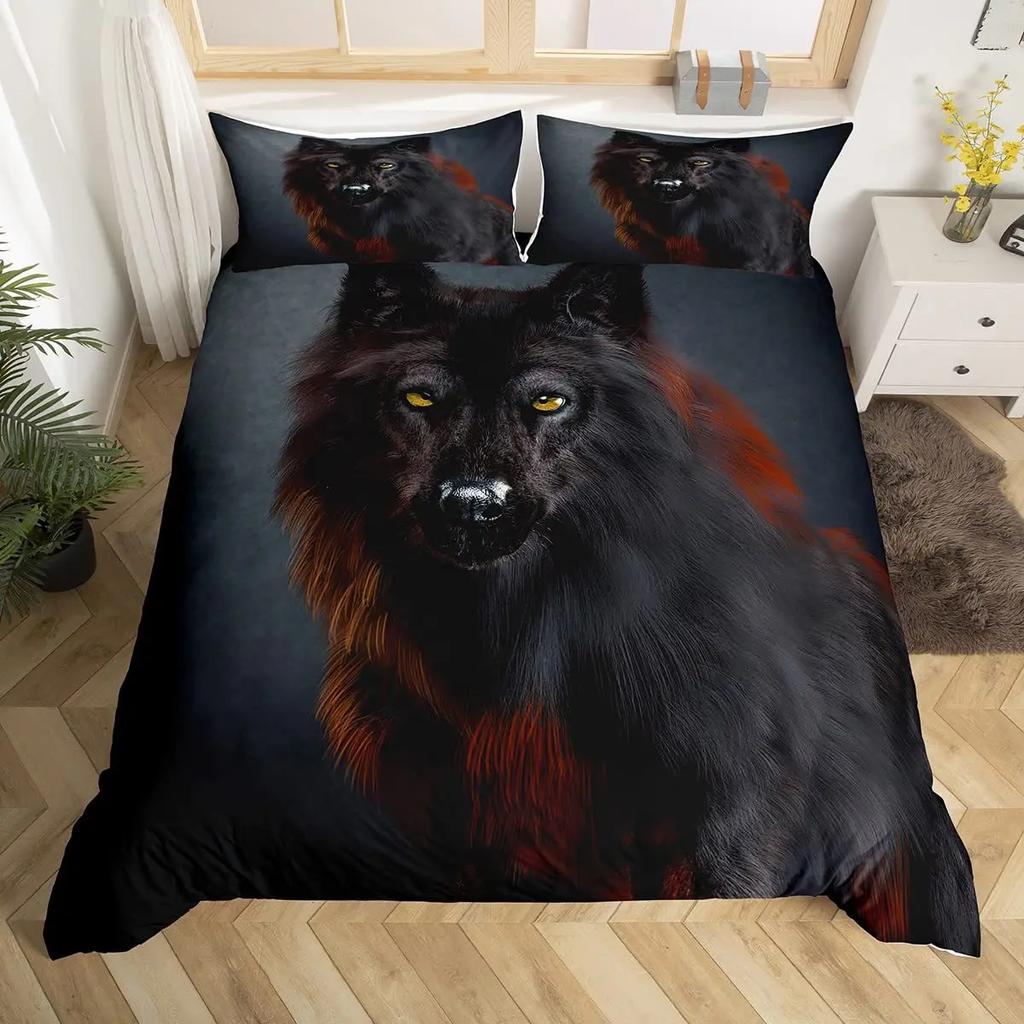 Wolf Dreamcatcher Duvet Cover Set Full Size Indian Dreamcatcher Animal 3D Bedding Set Exotic Style Bohemia Comforter/Quilt Cover