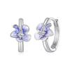 WOSTU 925 Sterling Silver Mystical Purple Flower Hoop Earrings For Women Wedding Engagement Luxury Drip Oil Iris Earring Gift