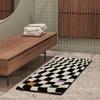 Flower Bath Mats Soft Plush Checkerboard Fluffy Grids Soft Floral Bathroom Carpet Bedside Carpet Home Decor Anti Slip Floor Mats