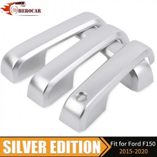 Silver Car Exterior Outer Door Handle Decor Cover Shell Trim For FORD F150 15-20