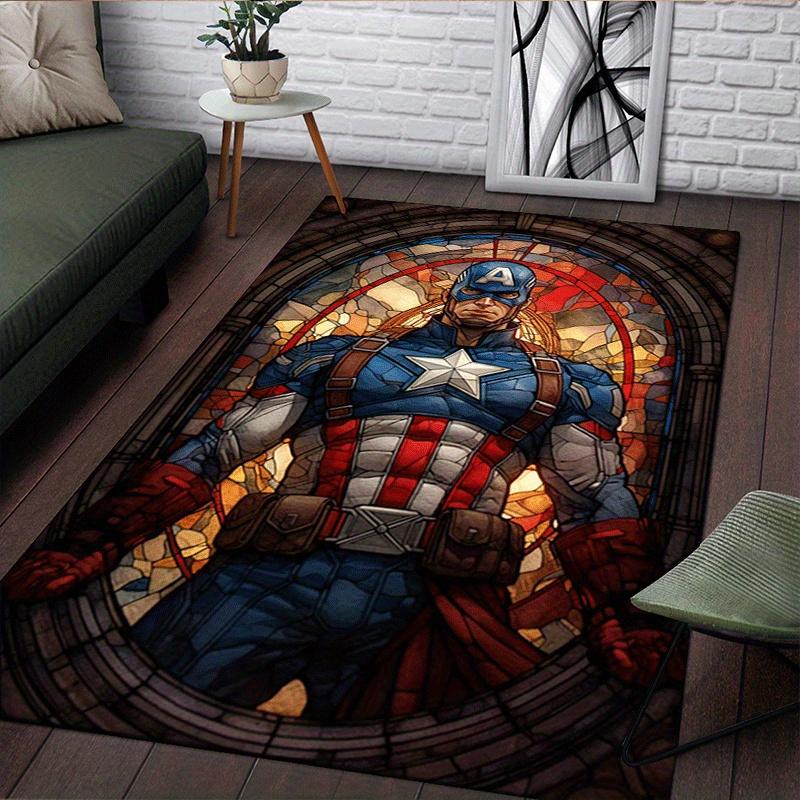 1pc Captain America Pattern Area Rug Soft Flannel Floor Mat for Living Room,Office,Bedroom and Carpet,Sofa Coffee Table Floor Mat