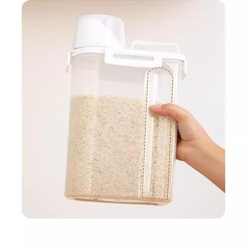 Plastic Food Storage Containers With Sealed Lids And Measuring Cup For Kitchen Rice Cereal Dry Food