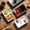 Japanese-Style Two-Grid Plate, Sauce Saucer, Barbecue Dipping Plate, Ceramic Snack Plate, Household Rectangular Saucer