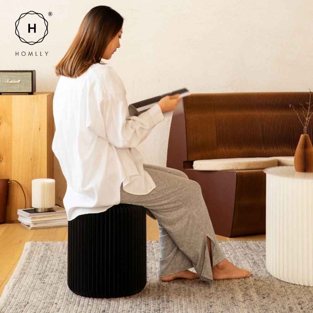Homlly Eco Craft Paper Foldable Stool Chair with Cushion