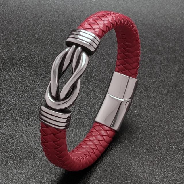 

Новейший ретро плетеный кожаный браслет мужские ювелирные изделия модные браслеты из нержавеющей стали с 8 магнитными застежками Inner Girth 200mm