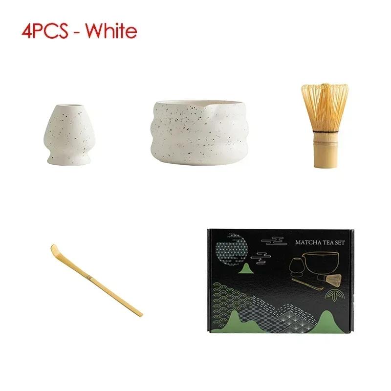 4/6/7PCS Japanese Matcha Set with Ceramic Bowl Bamboo Matcha Whisk and Tea Scoop for DIY Tea-making Tools Accessories