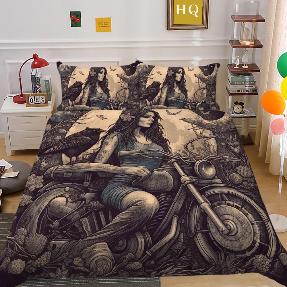Beauty Skull Printed Home Bedclothes Single Size Polyester Bed Set Man Design Fashion Bedroom Decor