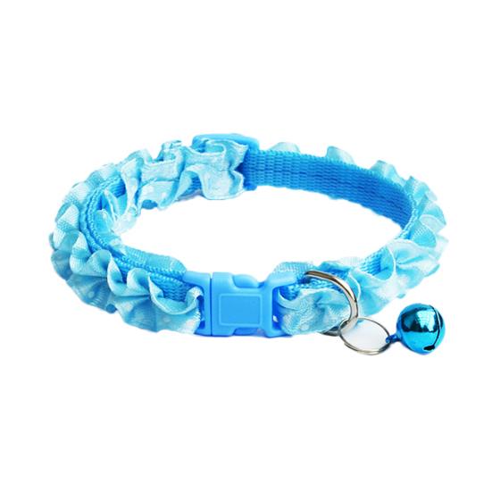 

Ошейники для собак с милым цветочным дизайном, ожерелье для щенков с подвеской-колокольчиком для маленьких собак небесно-голубой
