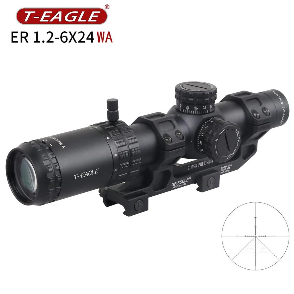 T-EAGLE Rifle Scope EO1.2-6x24WA Variable Magnification Short Scope (with One-Piece Mount) bk