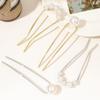 New Metal Vintage U Shape Hairpin Pearls Hair Sticks Long Hair Bun Fixed Hair Clip Wedding Womens Sweet Hair Accessories Hairpin
