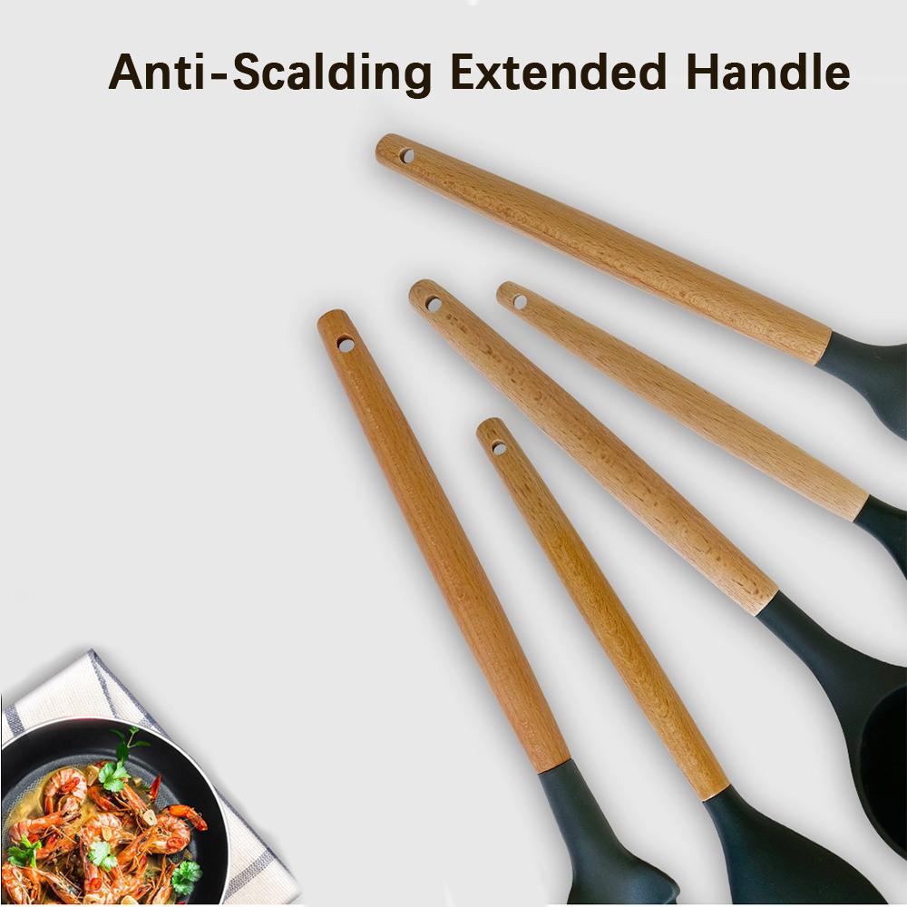 31pcs Kitchen Utensils Set Heat Resistant Cookware Wooden Handle Silicone Kitchen Cooking Utensils
