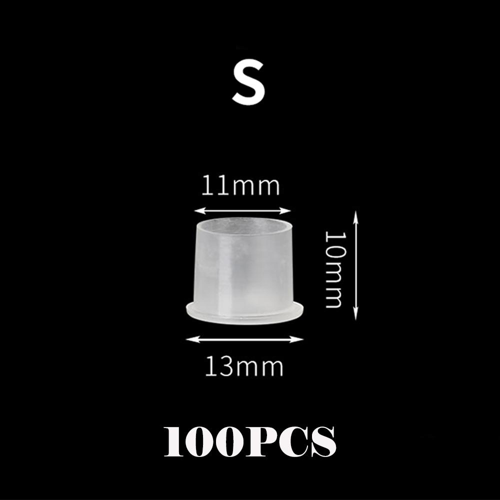 DM 100PCS Disposable Tattoo Ink Cup Plastic Pigment Clear Holder Container Cap With Bottom Permanent Makeup Microblading Supply