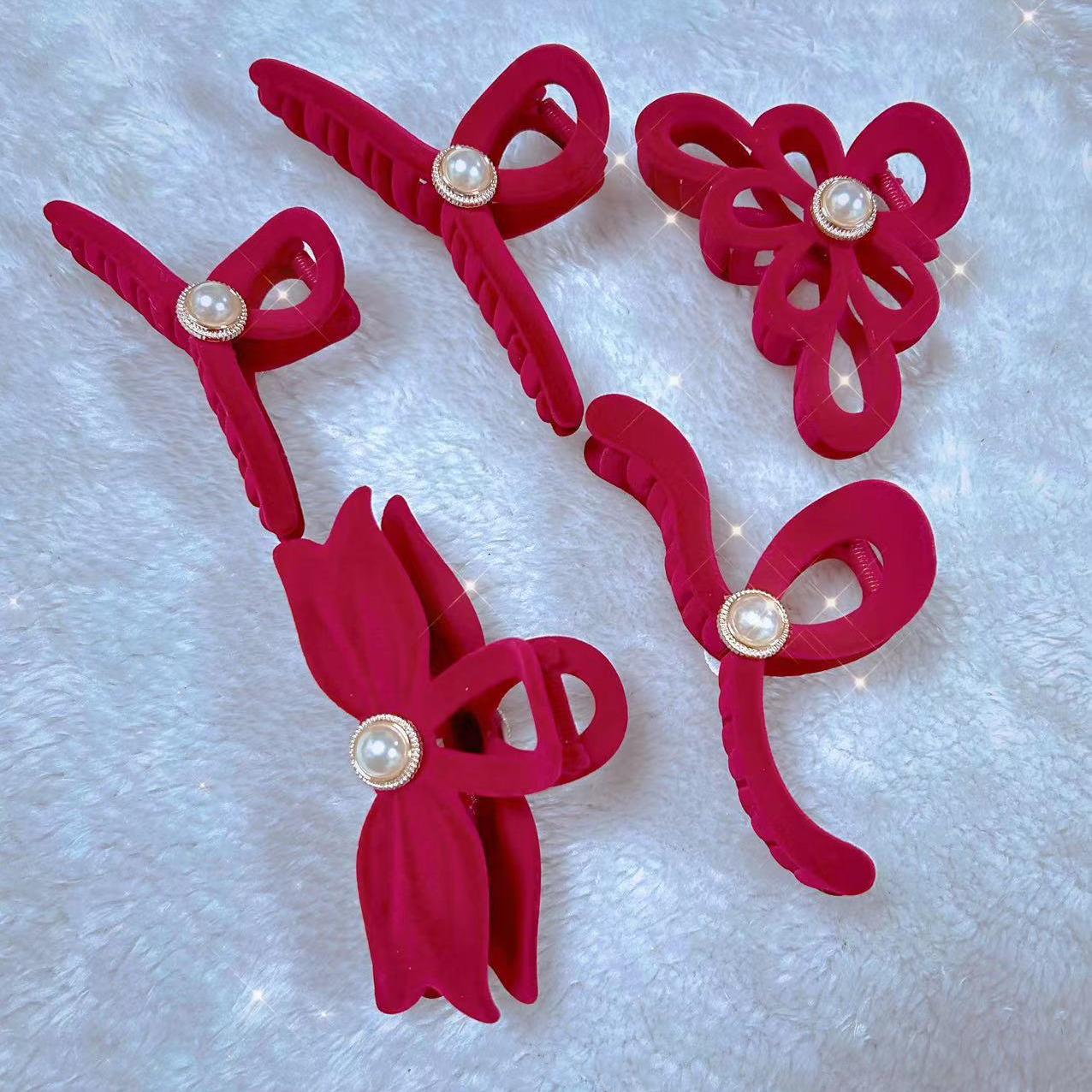 

Red Velvet Women s Large Hair Clip - Elegant Back of Head Updo Claw Clip for Volume