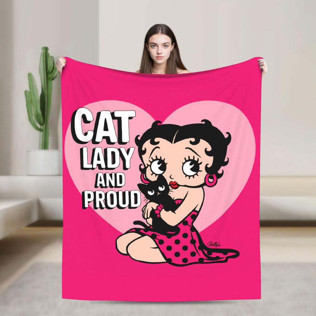 Warm Blanket Airplane Travel B-Bettys Boops Bedding Throws  Flannel Bedspread For Home Decor Graphic Sofa Bed Cover
