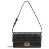 Baguette Abnehmbarer Ketten-Schultergurt Klappe FF-Schnalle Lammleder Crossbody-Schultertasche Damen Taschen Schwarz 8M0498AAJDF0KUR