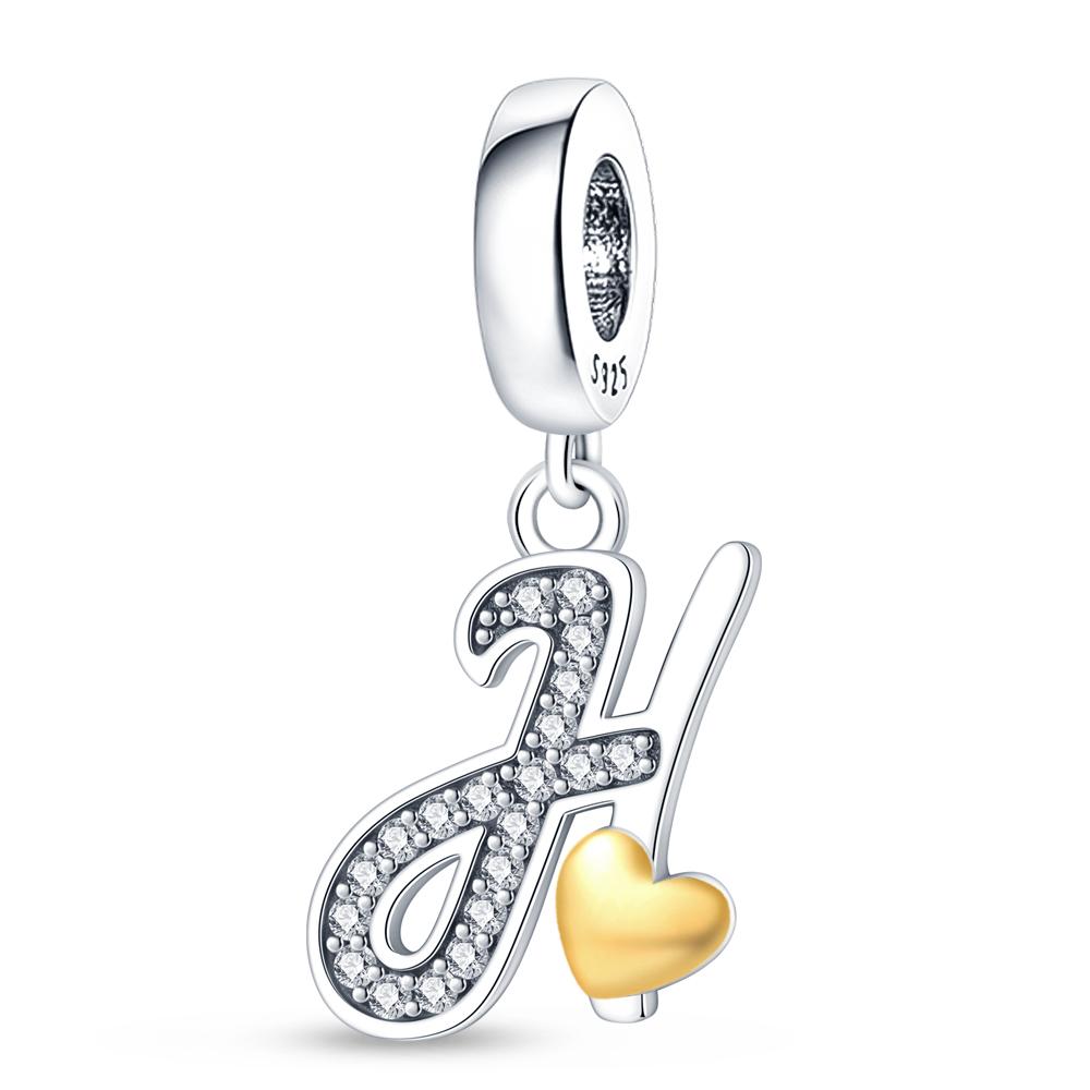 Charms Plata De Leyfit Pan Original Bracelets 26 Letter English Alphabet Beads Pendant Firely Diy Jewelry Making