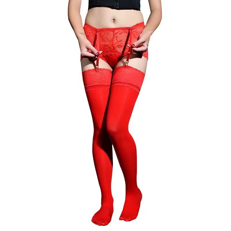 Autumn 80D Velvet Long Socks Women's Over Knee Lace Silicone Stockings High Elastic Leg Warmers Thigh High Medias