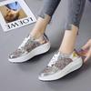 Fashion Woman Shoes Spring Luxury Casual Sneakers Breathable Lace Up Black Fashion Mirror Heel Board Shoes for Women Tenis Femenino