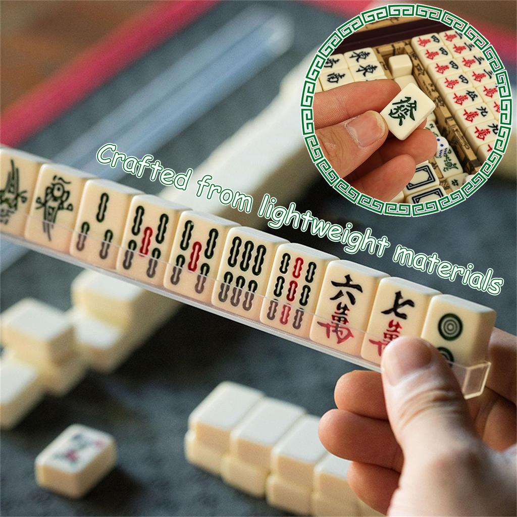 Mini Chinesisches Mahjong Set Reise Mahjong Spiel Set mit 146 Steinen Traditionelles Chinesisches Spiel für Reise Party Familientreffen