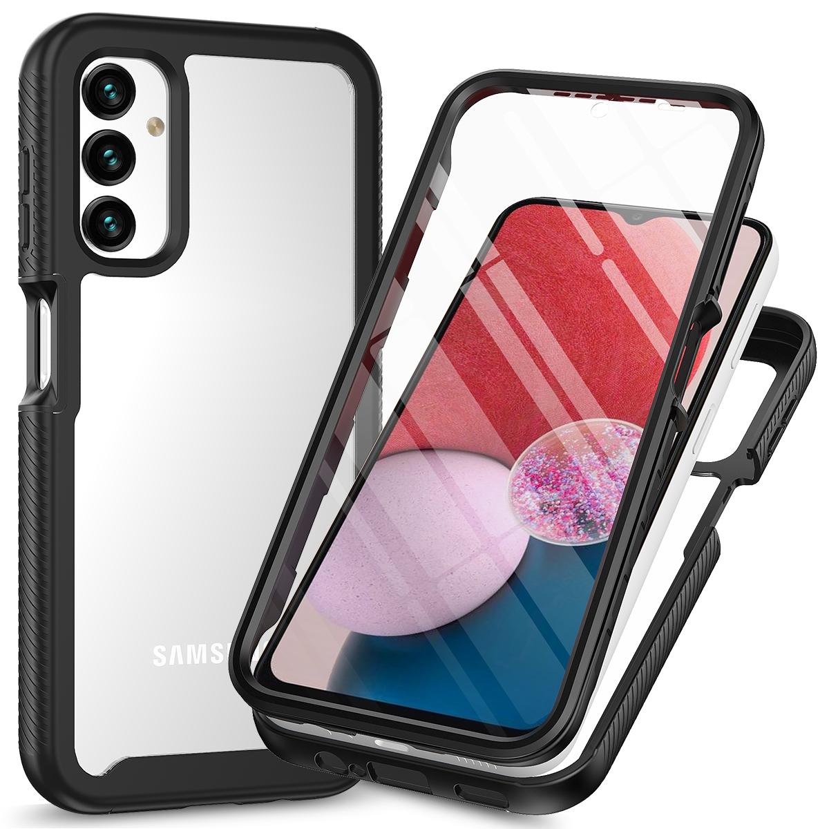 

For Samsung Galaxy A14 5G/A14 4G Phone Case PC+TPU Clear Phone Cover with Built-in PET Screen Protector Black