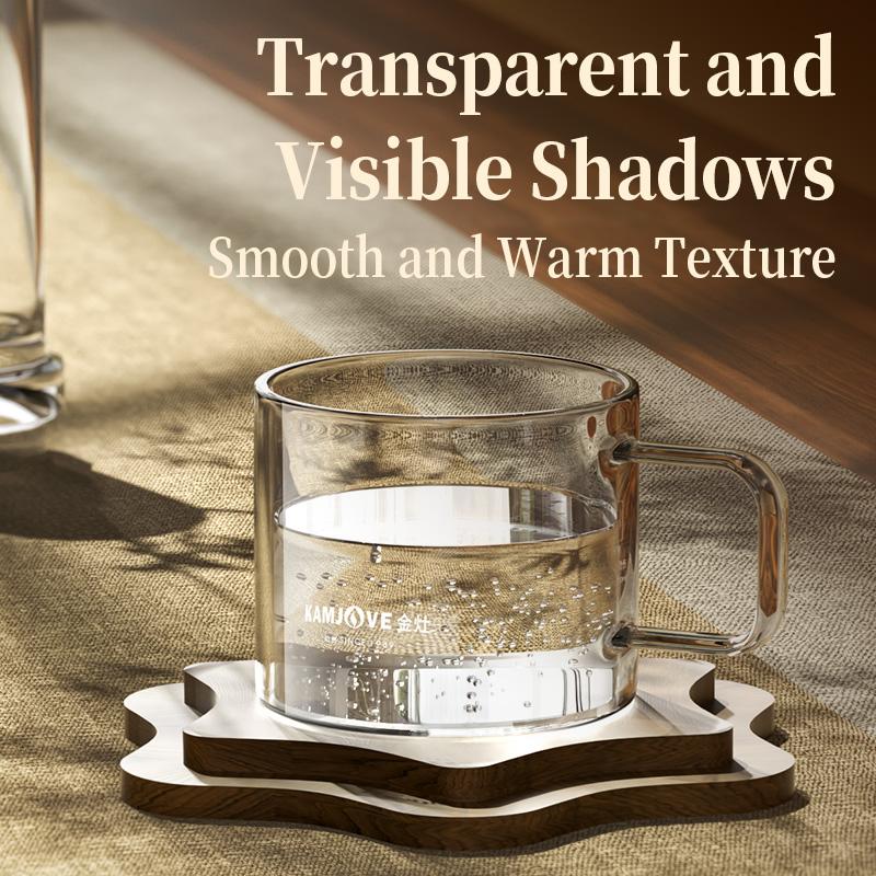 KAMJOVE Teacup 50/80/120/150ml Handle Transparent Glass Teacup Heat resistant Glass Water Cup Small Flower Teacup
