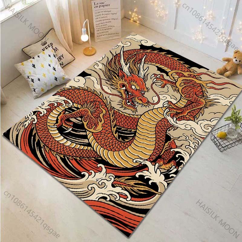 Multiple Sizes Red Dragon Swirling In Clouds Carpet for Living Room Bedroom Sofa Home Decor Rus Non-slip Floor Mat Luxury Gift