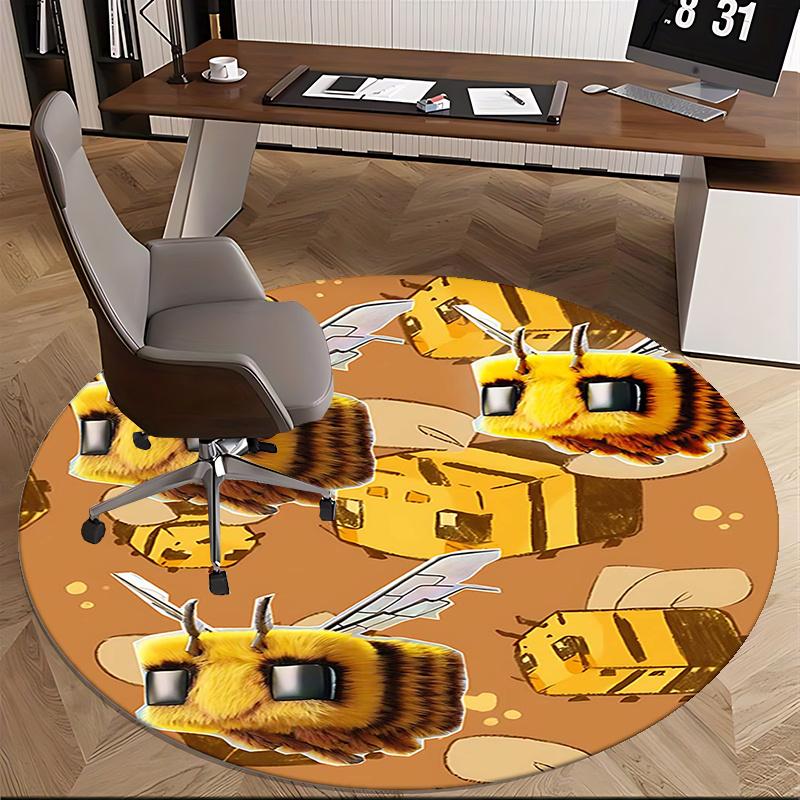 Bee Print,Honeycomb Pattern Chair mat Round Rug Office carpet, Non slip, Suitable for Living Rooms, Bedrooms decor.1205359a