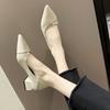 Retro Pointed Thick Heel High Heels Summer Niche Solid Color Non-slip Single Shoes Outer Wear Heightening Shoes