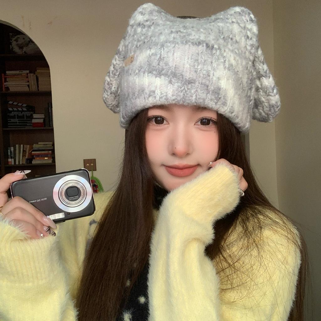 Woolen Hat for Women In Autumn and Winter Large Head Circumference  Small Face  Small Knitted Hat Warm and Cold-proof Baotou Hat