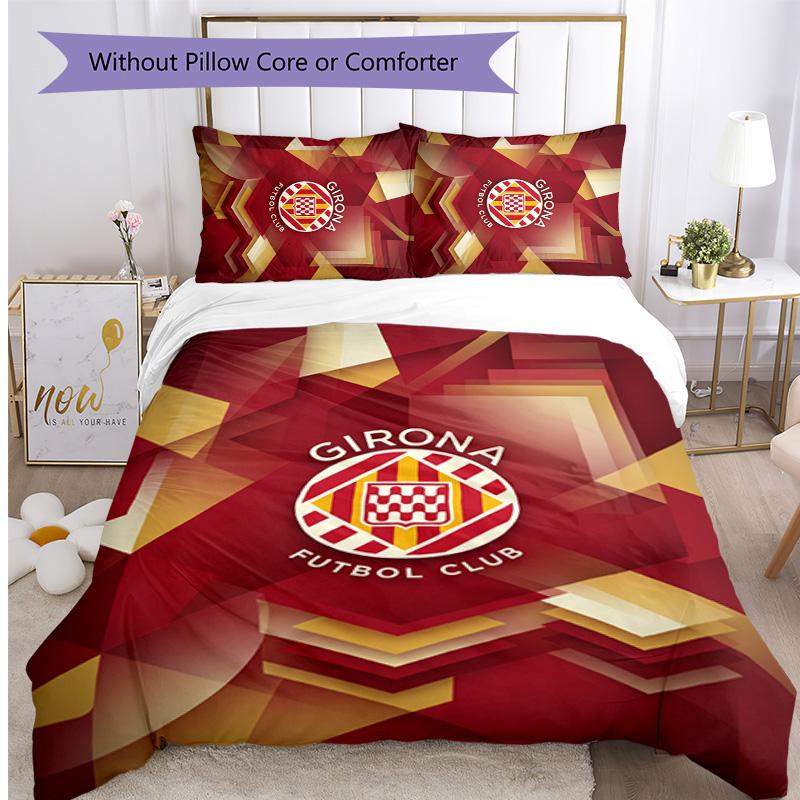 Girona FC Printed 3PCS Bedding Set Breathable Duvet Cover with Pillowcases Decorative Bed Linen for Bedroom Home