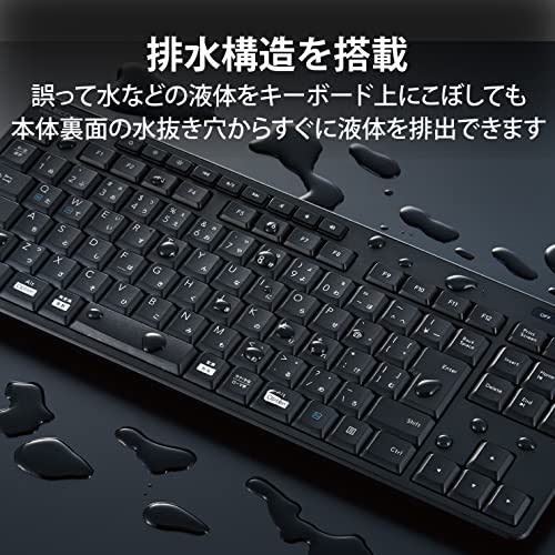 Elecom Ensemble clavier et souris sans fil silencieux, antibactérien, noir, TK-FDM115SKMBK