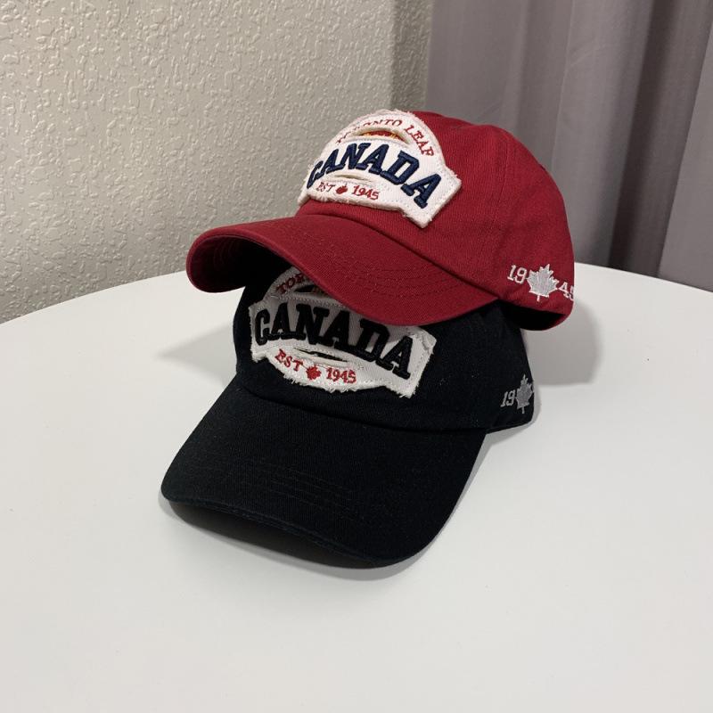 Four Seasons American Retro Burgundy Versatile Baseball Cap Men'S Canada English Embroidery Patch Cap Children