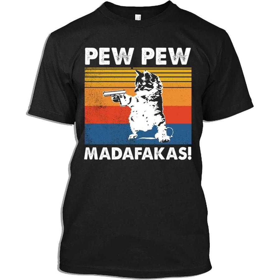 Cat Tshirt Funny Cat Pew Pew Madafakas T-Shirt for Men Women XXXXXL разноцветный