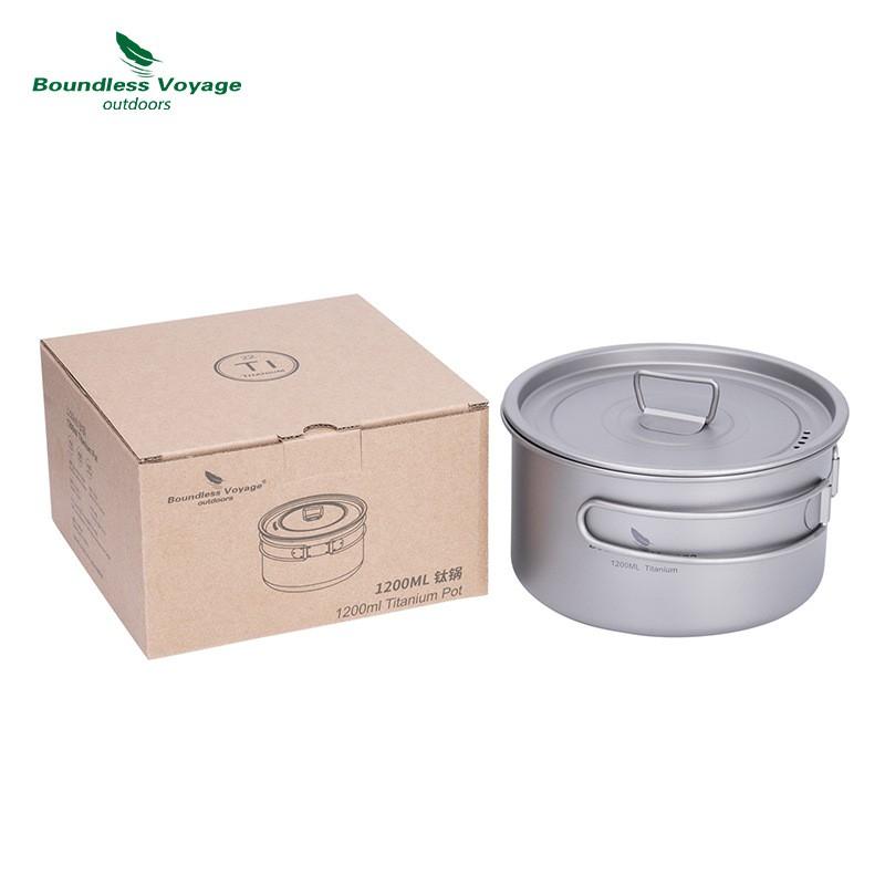 Titanium Camping Pot Set Portable Outdoor Cookware Hiking Backpacking Stove Compatible 1.2L 1.8L 2.4L Non-Coated