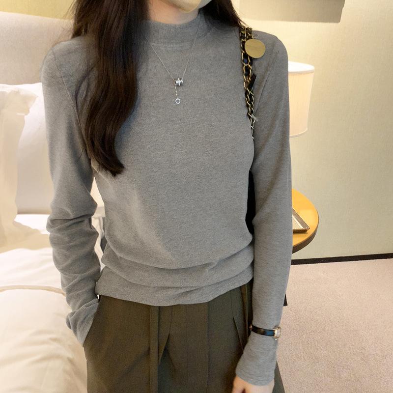 Thread Knit Half Turtleneck Bottom Shirt for Women In the Autumn and Winter Foreign Fashion New Elastic Soft Waxy Skin Rub Inside the Coat