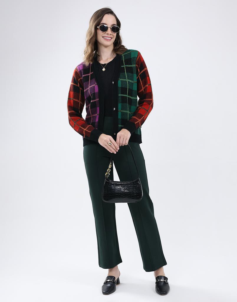 MONTE CARLO Women's V Neck Full Sleeve Cardigan