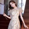 Banquet Evening Dress Women's 1011 New High-end Champagne Adult Dress Skirt Niche Host Art Test Performance