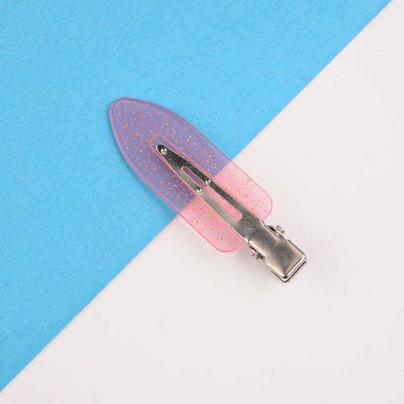 

No-Crease Hair Clips Elegant Cute Oblong Shape with Sequins, Translucent Pink for Styling, Makeup Application, Salon Use