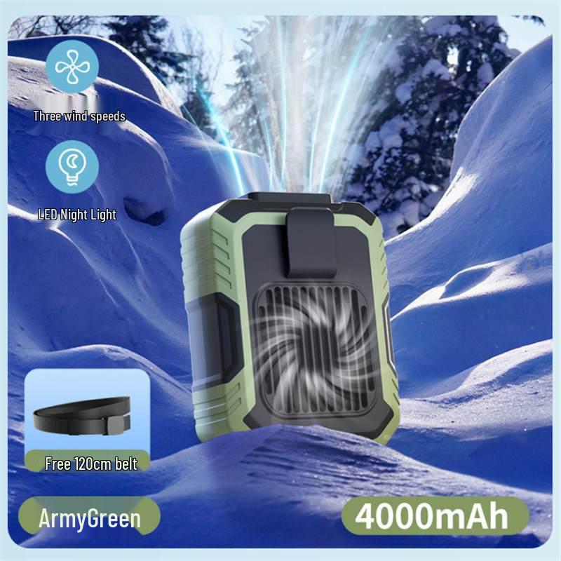 Portable Waist/Neck/Handheld Fan - USB Rechargeable, Clip-On, Ideal for Outdoor and Construction Site Use