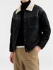 Men's Winter Short Suede Jacket with Velvet Lapel and Lamb Wool Padding